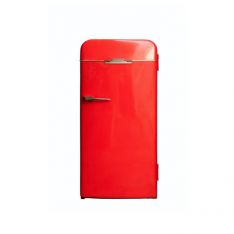 Retro Fridge with Chrome Details - Red